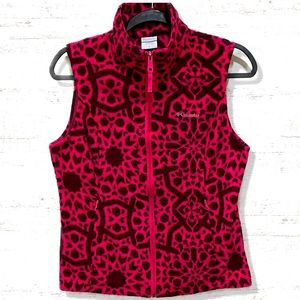Columbia Pink Fleece Vest Women’s Size Medium Sleeveless Zip Up Pockets Warm